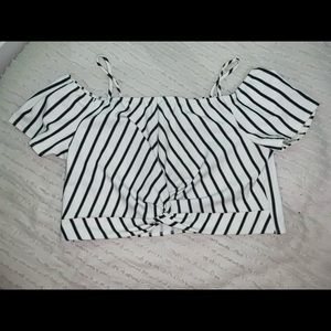 Forever 21 Plus Striped Cold Shoulder Top